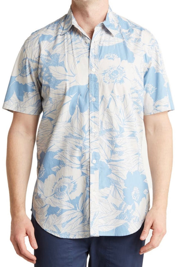 Coastaoro Astor Printed Short Sleeve Shirt - Aster Blue