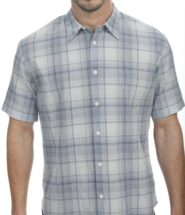 Coastaoro Newporter Seersucker Short Sleeve Shirt - Blue
