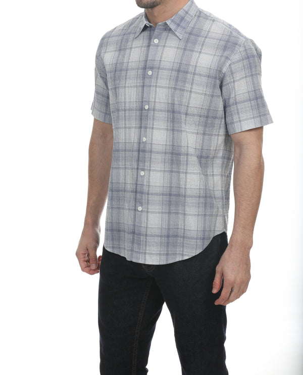 Coastaoro Newporter Seersucker Short Sleeve Shirt - Blue