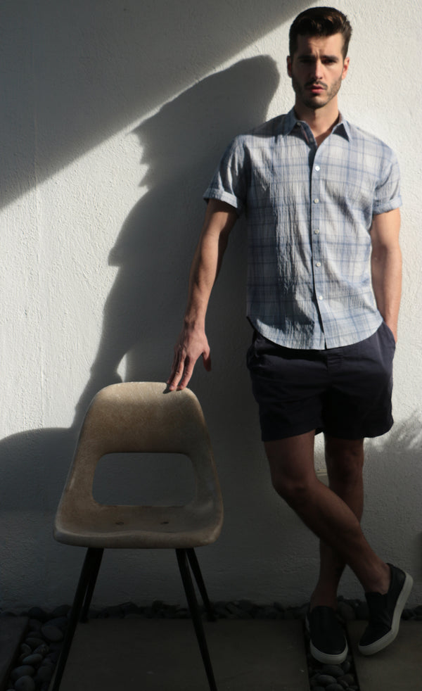 Coastaoro Newporter Seersucker Short Sleeve Shirt - Blue