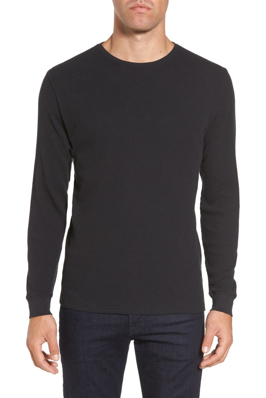 Vista Waffle Knit Long Sleeve Shirt - Black – Coastaoro