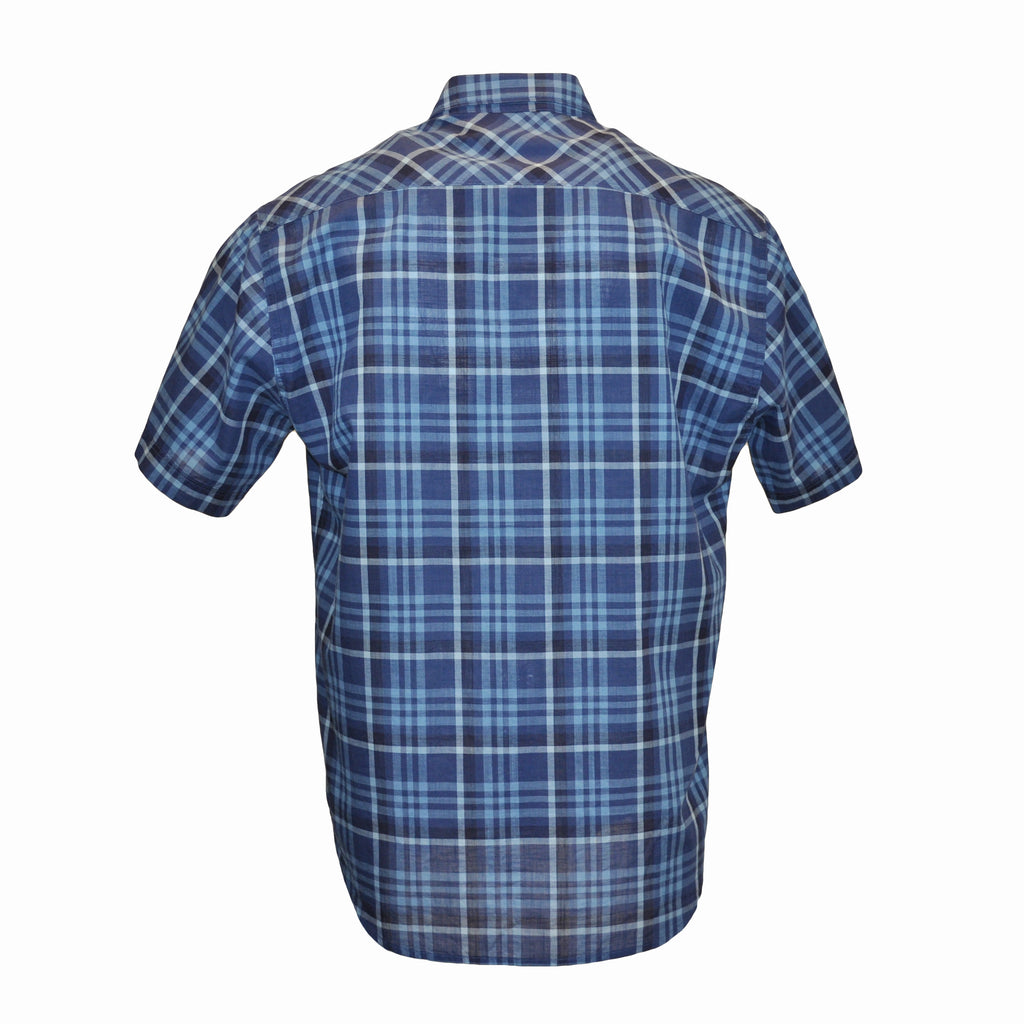 Coetez Short Sleeve Check Plaid Sport Shirt - Blue