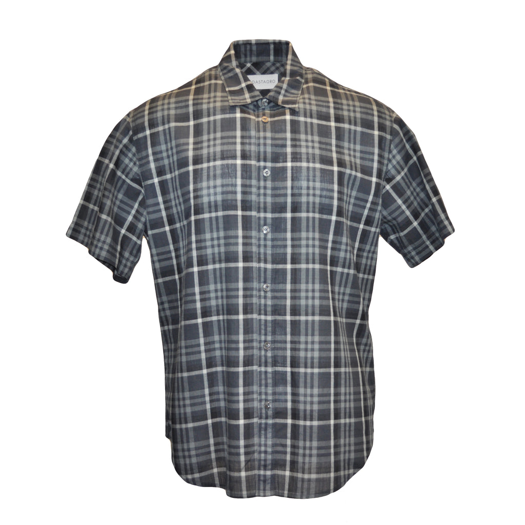 Coetez Short Sleeve Check Plaid Shirt - Black