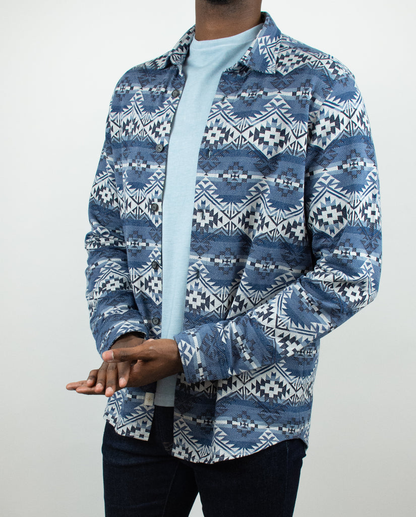 Kanjo Long Sleeve Jacquard Button Up Knit Shirt
