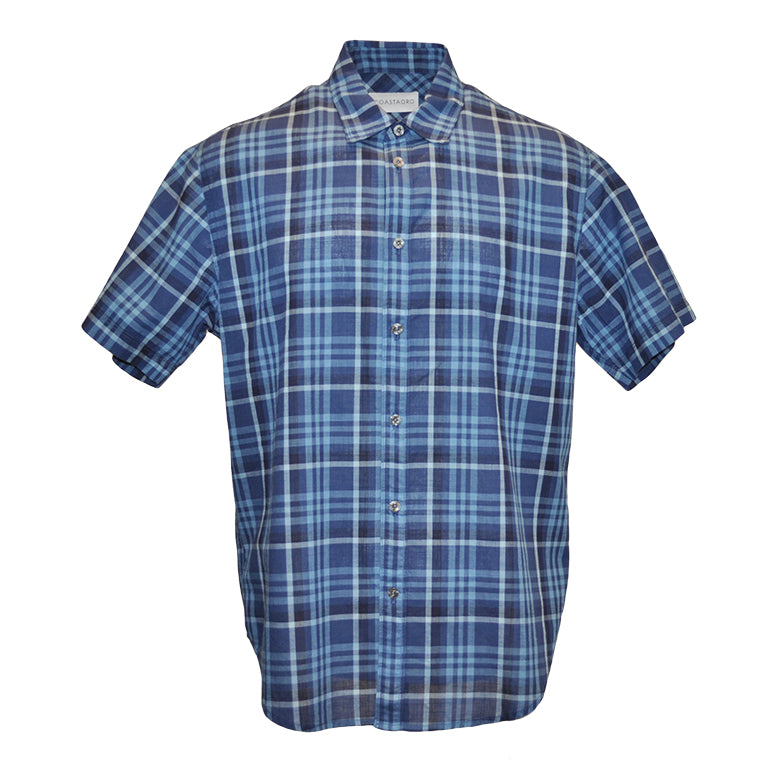 Coetez Short Sleeve Check Plaid Sport Shirt - Blue
